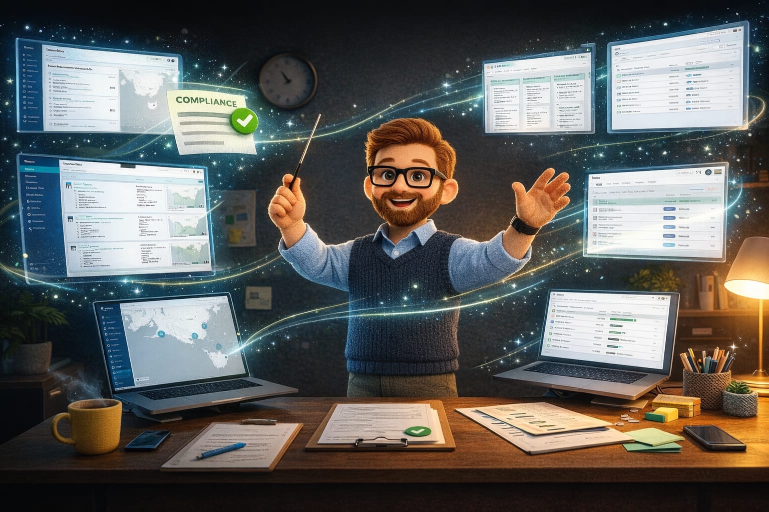 Orchestrate your Contractors from the Office.