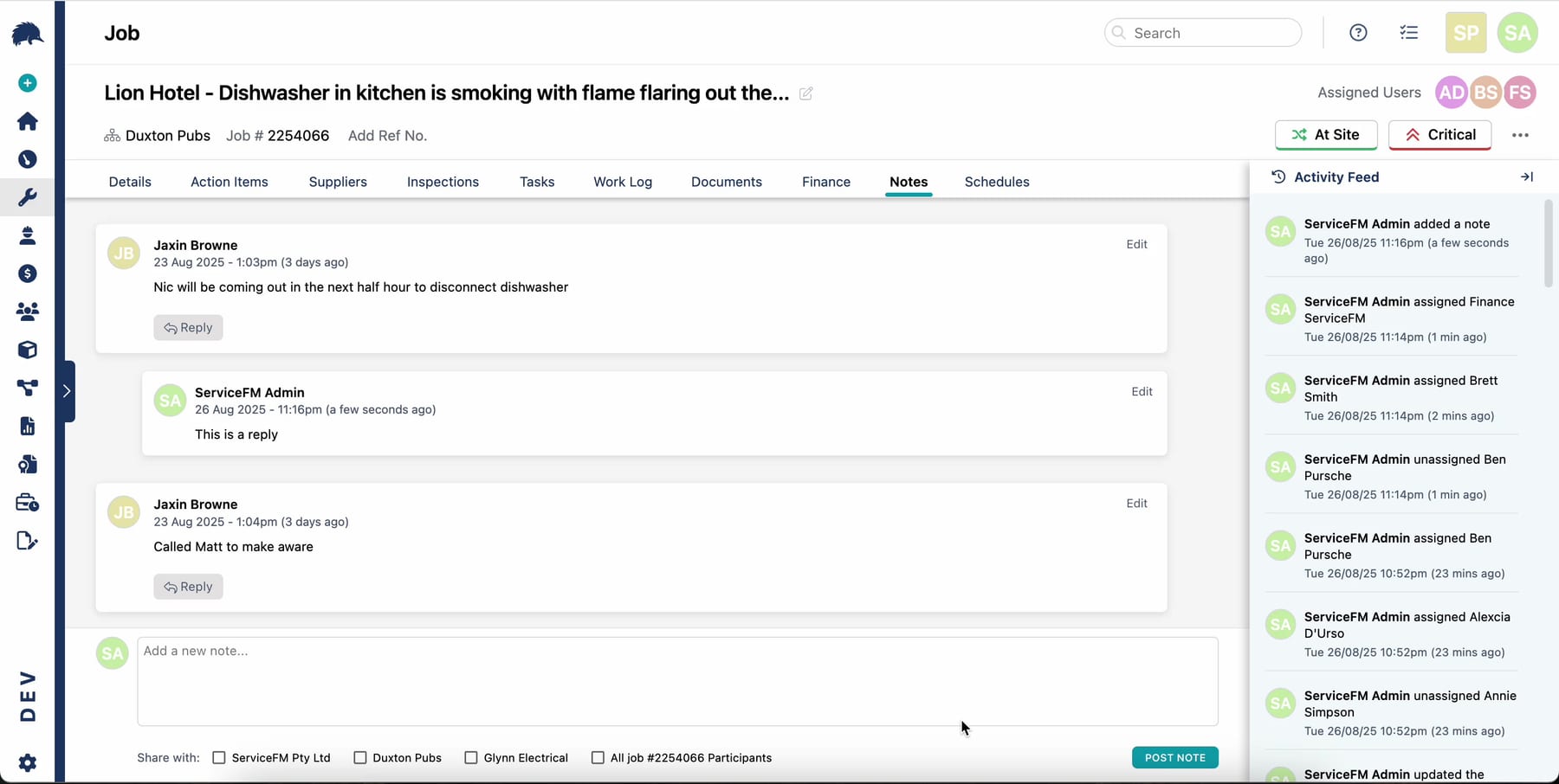 Job Notes Updated